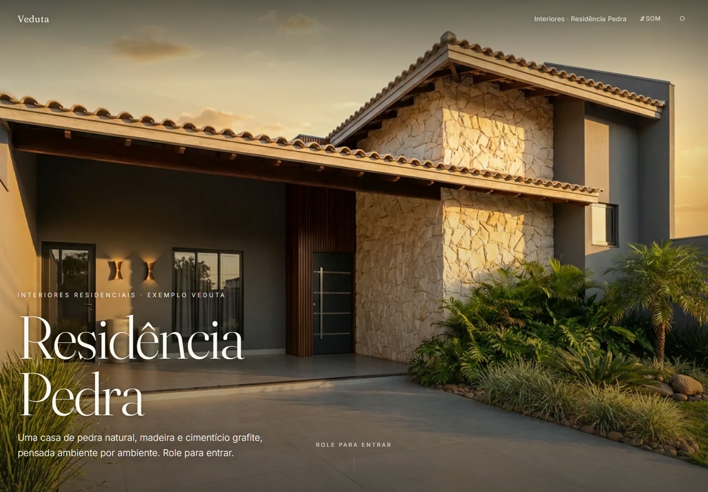 Captura de uma apresentação Veduta publicada, com imagens e navegação do projeto